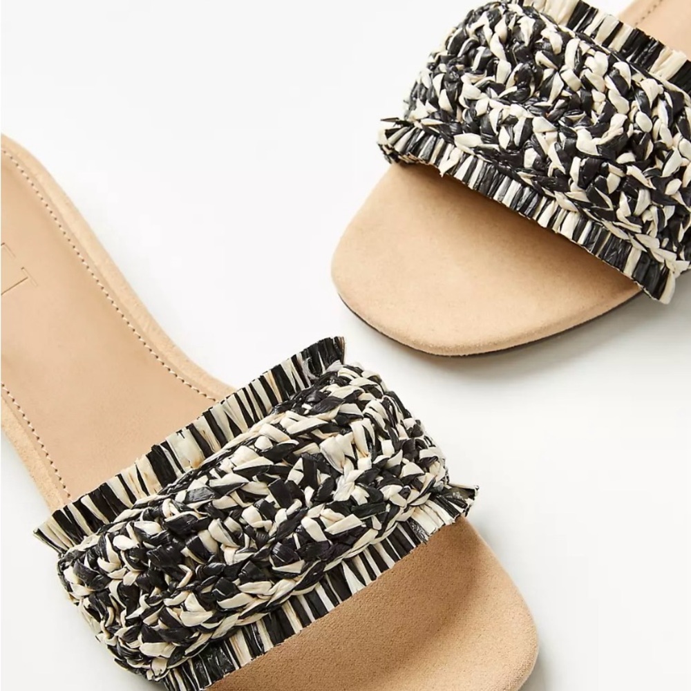 Black and Cream Raffia Women's Sandals NEW WITH TAGS